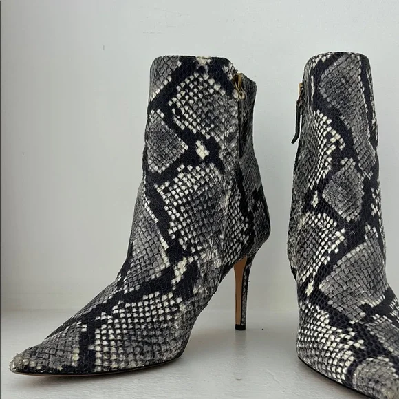 J. Crew Black and Gray Ankle Booties with Snakeskin Pattern LIKE NEW - Picture 3 of 14